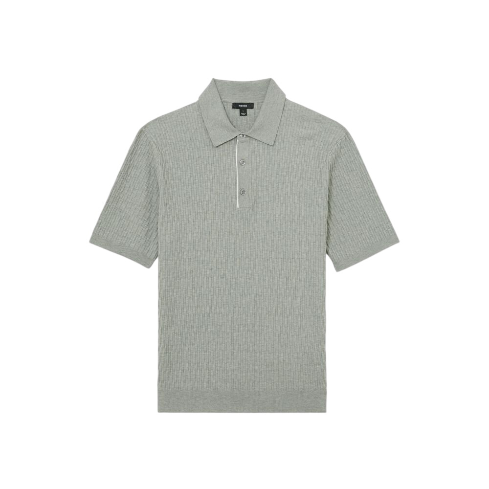 REISS Era Textured-Knit Half-Button Polo Shirt